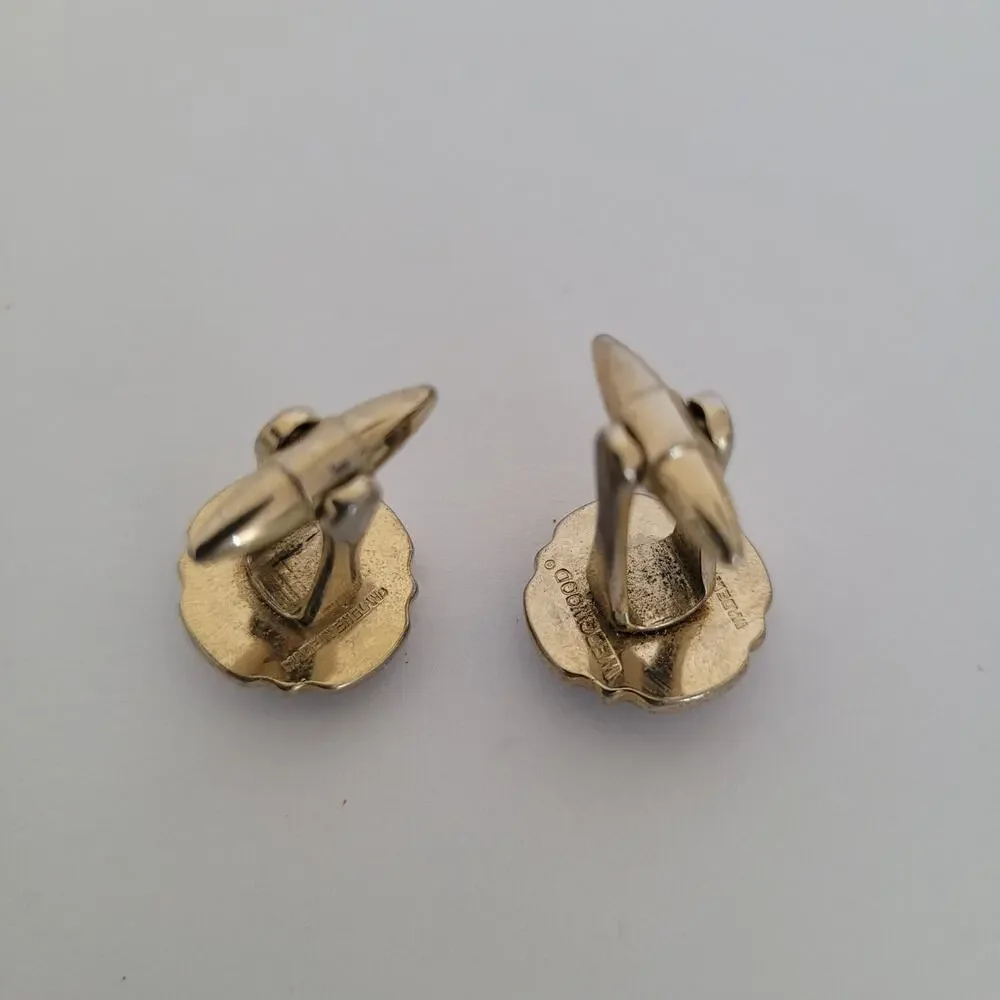 Wedgwood Jasperwear Cufflinks Set Gold Blue Tone Roman Emperor Round England